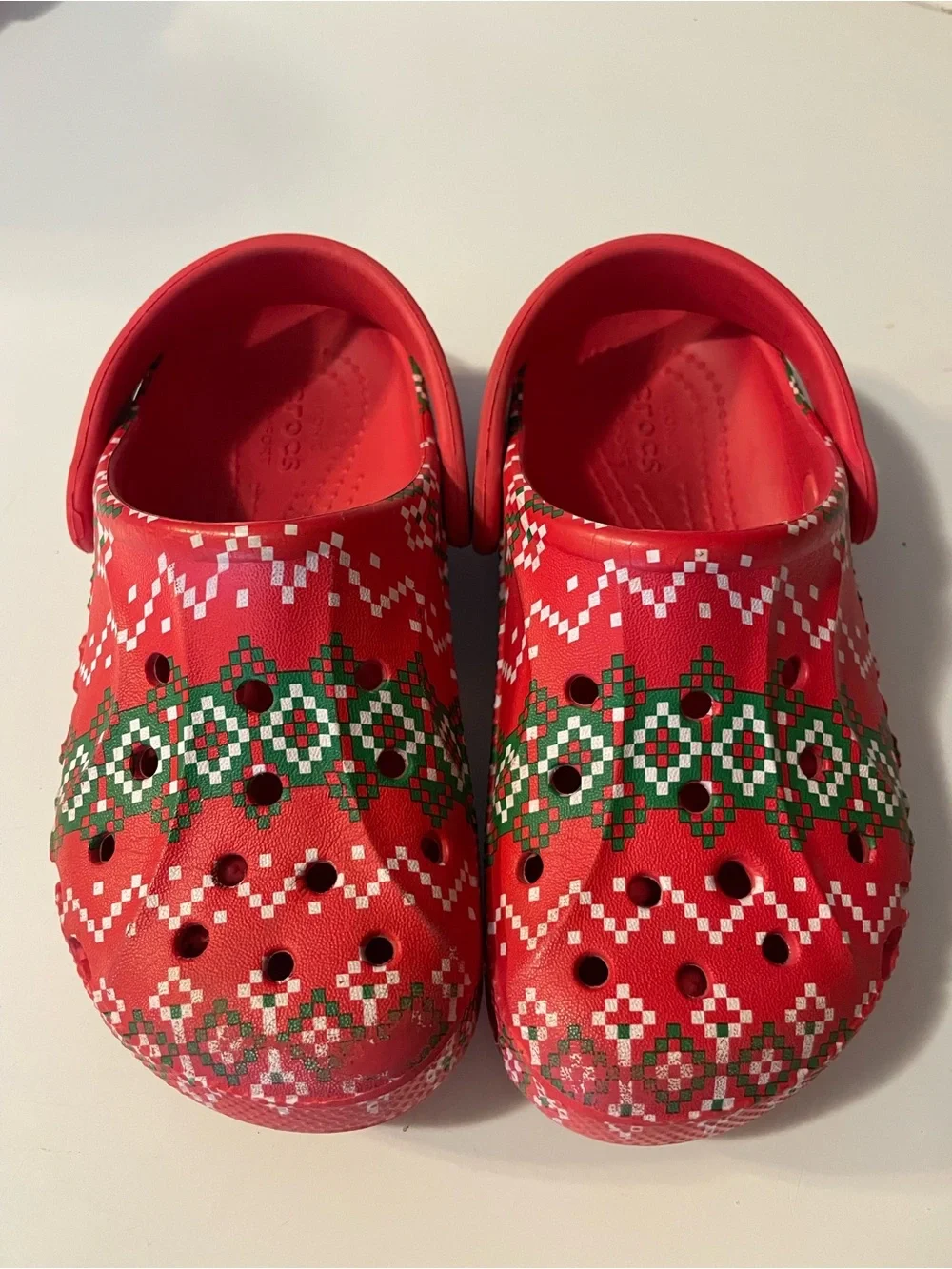 Crocs Kids Classic Clog - Red with Green Pattern